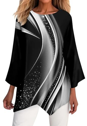 Yoga Shirt Damen Locker Mousseline Bluse Damen Snoopy T-Shirt Damen Tshirt Damen Mit Aufdruck Wandershirt Damen Atmungsaktiv Bluse Business Outfit Damen Hemdjacke Damen T Shirt Damen(2-Silver, 5XL)