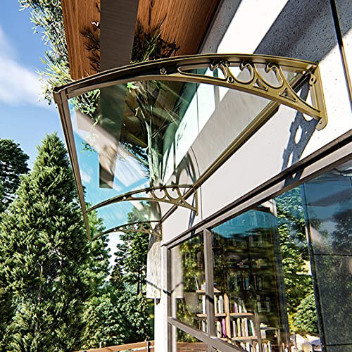 IBOWZ Front Door Canopy Outdoor Awning Modern Transparent Roof Front Door Canopy,Door Window Garden Canopy Patio Porch Awning,Curved Rain Shelter,UV Protection Polycarbonate Cover,Various Sizes