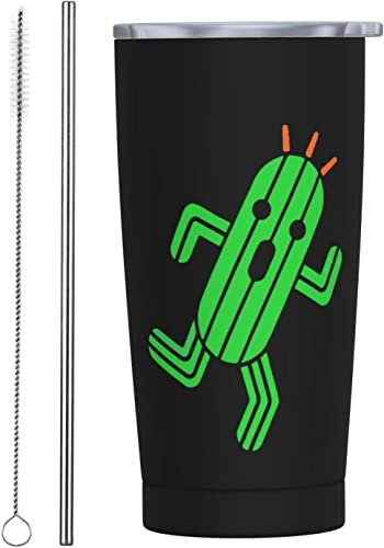GeRRiT Cactuar Car Cup Coffee Travel Mug Stainless Steel Straw Travel Tumbler Vacuum Insulated Keep Cold