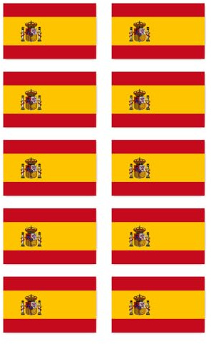 Aufkleber: 50x30 mm, 10 Stück - Flagge - Spanien - ES - für Auto, Koffer, Laptop und mehr