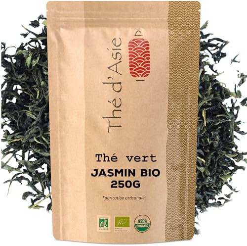 Khla - Thé Vert Jasmin Bio 250g - Sachet Vrac - Thé Chaud ou Glacé - Jasmine Tea - Floral & Aromatique - Riche en Antioxydants - Sommeil, Digestion - Thé d’Asie - Origine Chine - Tisane & Infusion