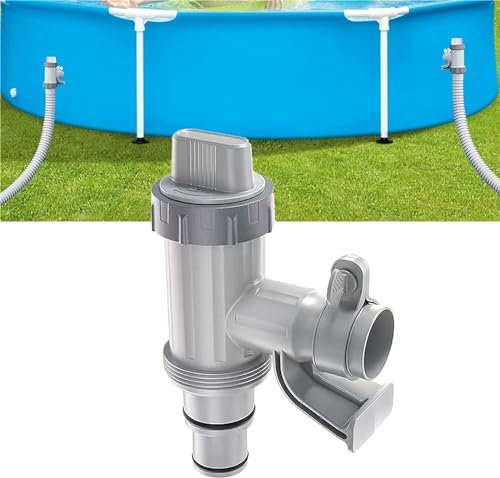 Robinet de piscine Plus pour piscine hors-sol | Accessoires 2 en 1 pour piscine à piston | Raccord de piscine pour piscine Intex/Bestway/Coleman | Raccord de tuyau pour tuyau de piscine 32/38 mm (1