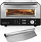 Culinary Chef Forno per pizza da interno con cottura rapida, 3 modalità di calore, rack XL, doppio controllo della temperatura, funzioni preimpostate, taglierina e pietra rimovibile, acciaio