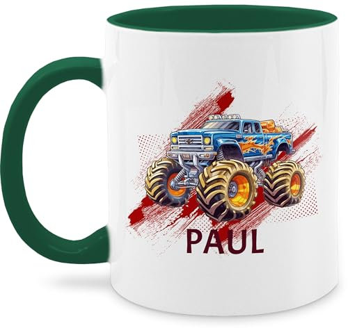 Tasse Tassen 325ml - Auto - Monstertruck mit Name | Monster Truck Personalisiert | Riesentruck - 325 ml - Dunkelgrün - personalisieren sportwagen cars automotiv kindertasse namenstasse und. autos