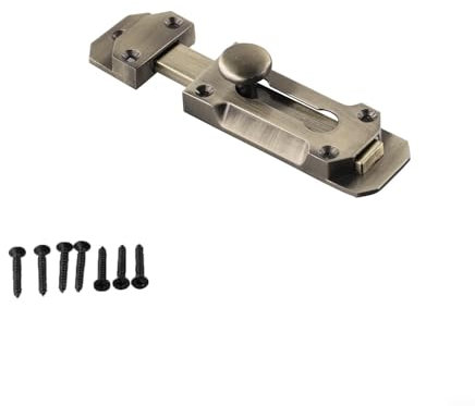 Brushed Nickel Door Lock Slide Bolt Latch, Long lasting and Secure, Various Sizes (4inch)