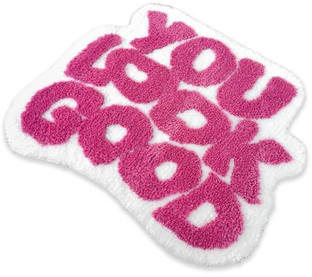 YOOCHUENG Badematte Spaß Badezimmerteppich Waschbar Badvorleger rutschfest Lustig Badteppich Mittlerer Stapel Teppich für Schlafzimmer Duschvorleger, 54x64 cm Fuchsia