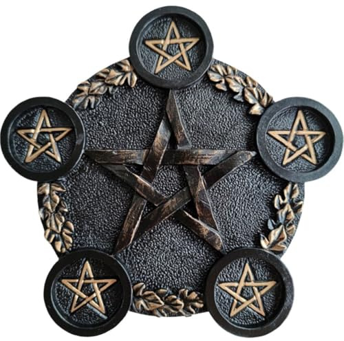 Zghhc Pentagramm Teelicht Kerzenhalter, Kerzenständer Tarot Kerzenhalter Vintage Harz Teelicht Tablett Altar Zeremonie Zubehör