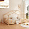 DELUKE® Kinderbett 140x200 cm Mila - mit Lattenrost, Rausfallschutz | Hausbett Kinder Haus Bett Kinderzimmer Bodenbett Einzelbett Kinder Bett Klein Kinderbett Montessori Bett | Braun