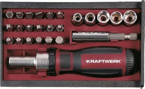 KRAFTWERK KRAFTWERK 306.378.003 Jeu d'embouts avec tournevis à cliquet 25 pièces | avec clé à douille 1/4 et adaptateur de perceuse | Kit mini outils KRAFTWERK