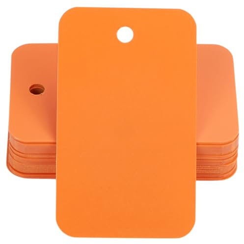 SOFPLATE 200 Stück Versandanhänger aus Kunststoff wasserdichte Kunststoffanhänger Großpackung 3 x 5cm Dunkelorange Beschreibbarer Marker Hängeschild Aufbewahrungsanhänger Etiketten Für Schlüssel