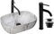 GTM Design Aufsatzwaschbecken Matt Set mit Waschtischbatterie und Stopfen - Aufsatzwaschbecken Oval für Badezimmer - Modern Waschbecken ohne Hahnloch - Waschbecken mit Armature - Modell 6
