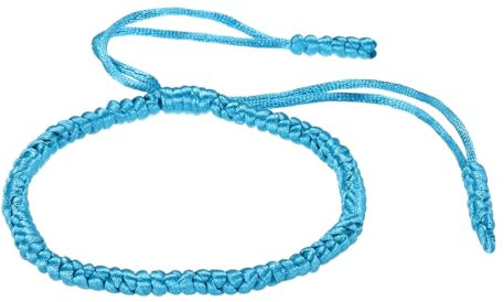 PATIKIL Lucky Handmade Braided Rope String Bracelet, Round Adjustable Prayer Protection Bracelet for Women Anniversary Family Jewelry Gifts, Light Blue