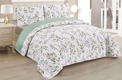 BESCH Colcha Boutis para Primavera y Verano con Diseño Silvestre + 2 Funda Cojin 50x70 cm - Cubrecama Ligera Fina Entretiempo Extra Suave y Transpirable (Cama 135, 220x260cm)