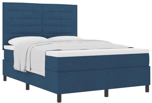 vidaXL Blaues Polsterboxspringbett mit Matratze und Kopfteil 160X200 cm Stoff Zeitgenössisches Stylisches Design Schaumgefüllt Perfekt für Moderne Schlafzimmermöbel Reißverschlussbezug Protektor Pad