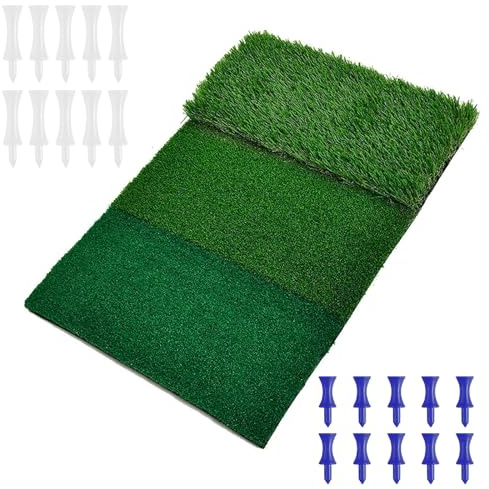 Golf Abschlagmatte 3 in 1, 60x30 cm Tragbare Abschlagmatte Golf, Rough & Enge Lie für Driving, Chipping & Putting Training