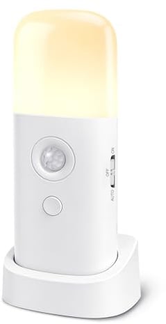 AMFUN Motion Sensor Night Light, 2000mAh Rechargeable Battery Operated Light, Portable Night Light with 5-Level Dimming, for Wardrobes, Bedrooms, Hallway - Warm Light, 1 PCS