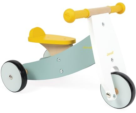 Janod – Individuell gestaltbares Dreirad aus Holz – Sitzhöhe 23 cm – Träger aus Holz – Ab 12 Monaten