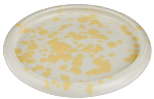 BUTLERS Appetizerteller Steinzeug - BOOGY SPLASH - spülmaschinenfest | Farbe Gelb - ø12 cm - Kuchenteller für Gebäck & Nachspeisen - Snackteller für Tapas & Dips - Sprenkelmuster