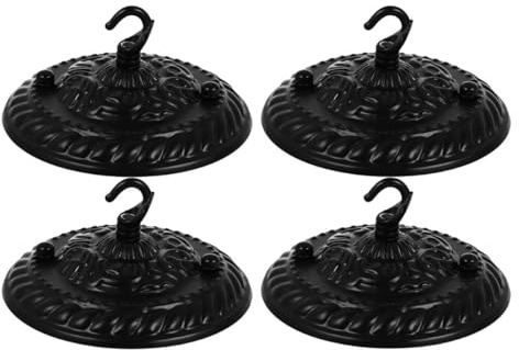 SHINEOFI 4 Pcs Vintage Pendant Light Canopy with Hook Black Steel | Decorative Ceiling Plate, Zinc Alloy Cover, 13kg Capacity for Chandelier, Dining Room and Home Use