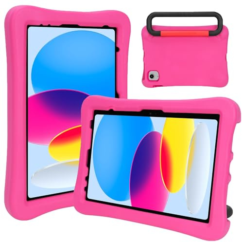Kids Case for iPad (A16) 11th/10th Generation 2025 (11 inch)/2022 (10.9 inch), Full-body Shockproof Adjustable Stand Durable for Childs and Students, Rose Pink