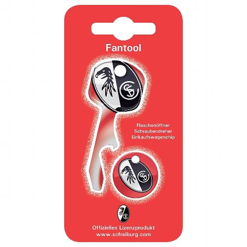 Unbekannt Set Geschenkset Flaschenöffner & Einkaufswagenchip SC Freiburg (offizielles Lizenzprodukt)