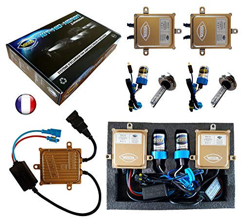 Vega HID Xenon-Set, 2 x H7, 12000 K, 55 W, Slim DSP AC, Leuchtmittel mit Metallsockel, Universal Passform, 2 Stück, 8000 Lumen, IP68 wasserdicht