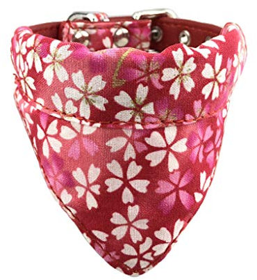 Newtensina Weich Bandana HundeHalsband Klassisch Blume Sakura Design Süß Bandana für Hunde Katzen - Red - XS
