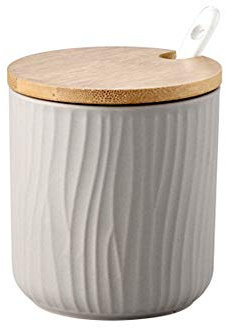 OnePine 300ml Zuccheriera, Zuccheriera in ceramica rotonda con coperchio e cucchiaio, design elegante, per Casa e Cucina