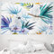 ABAKUHAUS Tropisch Wandteppich und Tagesdecke, Aquarell Parrot Palm aus Weiches Mikrofaser Stoff Waschbar ohne Verblassen Digitaldruck, 230 x 140 cm, Weiß Lila
