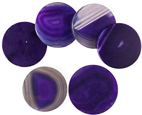 mookaitedecor Packung mit 6 polierten Natürliche Achatscheiben Achat Scheiben, Tischkarten für die Hochzeit, Steine für Heimdekoration Kalligraphie Ungebohrt rund 4-6cm