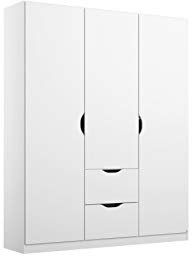 Rauch Möbel Alvara Schrank Drehtürenschrank in Weiß 2-türig mit 2 Schubladen, inklusive Zubehörpaket Basic 1 Kleiderstange, 3 Einlegeböden BxHxT 136x197x54 cm