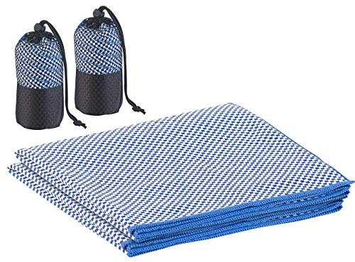 PEARL Badehandtuch: 2er-Set schnelltrocknende, leichte Bambus-Handtücher, 80 x 40 cm (Schnell trocknende Handtücher, Trekkinghandtuch, Schwimm)