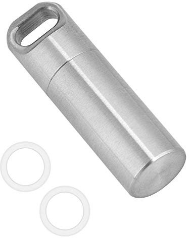 Luftdichter Pillenetui Wasserdichter Pillenanhänger Kapsel Schlüsselbund, EDC Zubehör Flasche Match Case Batteriehalter, Outdoor Survival Storage Edelstahlbehälter Dry Box (M)