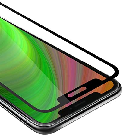 Cadorabo Vollbild Panzer Folie kompatibel mit Apple iPhone 12 MINI - Schutzfolie in TRANSPARENT mit SCHWARZ - Gehärtetes (Tempered) Display-Schutzglas in 9H Härte mit 3D Touch