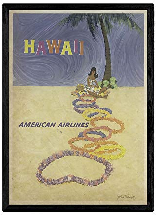 Nacnic Vintage Hawaii Poster für die Dekoration des Innenraums mit Vintage-Bildern und antiker Werbung, Retro Dekoration, A3, mit Rahmen