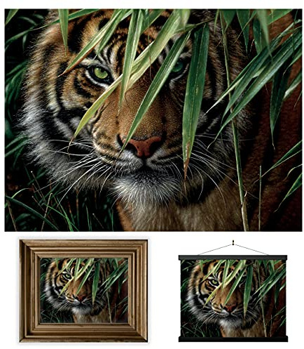 3D LiveLife Lenticular Pictures - Emerald Forest from Deluxebase. A3 Unframed Deep 3D Effect Animal Wall Art for Living Room, Bedroom or Kitchen. Unique Tiger Print Poster for Home Decor.
