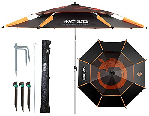 AYJS Paraguas de Pesca Protección UV,Sombrilla Playa,Parasol Garden,para Terraza Patio Trasero Piscina Lugares Residenciales Comerciales Bares Terrazas,Negro