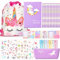 Unicorn Stationery Set with Notebook A5 and Pencil Case, TOYESS Cute Unicorn Gifts Stocking Filler for Girls, Include Drawstring Bag, Stickers, Pencils and Unicorn Pens, Purple (32pcs)