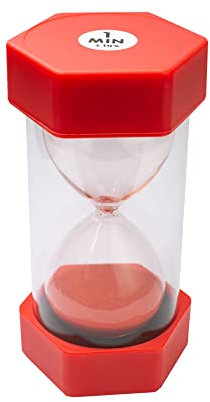 TeacherFav Temporizador de arena para niños – 1 minuto rojo – 6.3 pulgadas hora cristal acrílico cubierto reloj para aula, hogar y habitación de los niños – Paquete individual grande