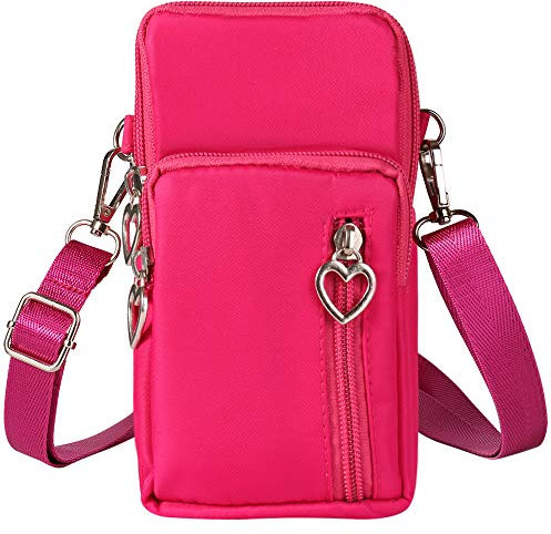 Travel Moblie Phone Shoulder Pouch Crossbody Bag for Samsung Galaxy S24 S23 Ultra A17 A06 A05 A16 A14 A04 A04s A56 iPhone Air, 16 Plus OnePlus 13 12 11 10 Pro (Pink)