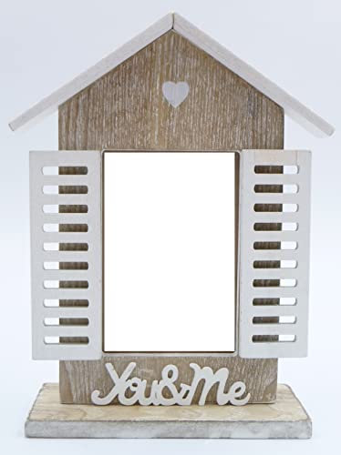 G.B. Shabby Chic Holz Bilderrahmen mit Schriftzug You&Me (20 x 15 x 5 cm, 20 x 15 cm)