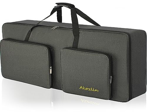 AKOZLIN 61-Key Full Padded Keyboard Gig Bag, 41.7”×17.3”×6.3”Portable Electric Piano Keyboard Case Foldable Bag