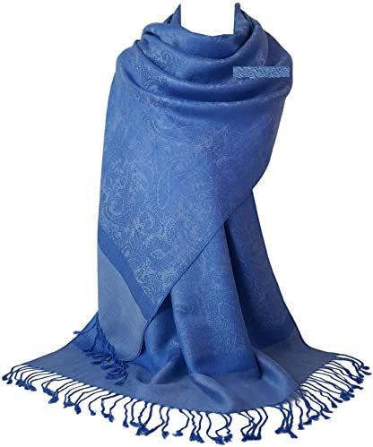 GFM Pashmina Style Schal Paisley Floral -französisches Himmelblau- (P093-FRSKNL)