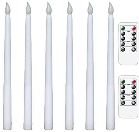 6 Stück LED Spitzkerzen Flammenlos Flackernde Elektrische Kerze Warmes Licht Taper Kerzen Stabkerzen mit 2 Fernbedienung Timer Funktion Thanksgiving Halloween Urlaub Deko