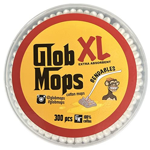Glob Mops BENDABLE XL Cotton Swabs 6-Pack Bundle | Extra Absorbent | Eco-Friendly | 1800 Total Mops