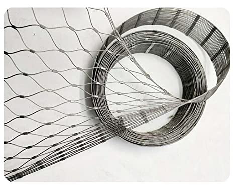 ezkxoprs Flexibles Edelstahl-Seilnetz, Kabel Geländerschutz Maschendrahtzaun, Garten Bauernhof Fußballfeld Grenze, Tierische Barriere (Farbe : Silver-3mm, Größe : 2x8m)