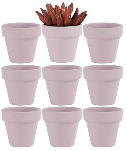 Yishang YS-55-9P 5,1 cm rosa Mini Terrakotta Ton Töpfe 9 Stück - Kleine Handarbeit Kinderzimmer Pflanztopf Sukkulenten Kaktus DIY Keramik Pflanzgefäß Haus Garten Fensterbank Dekoration