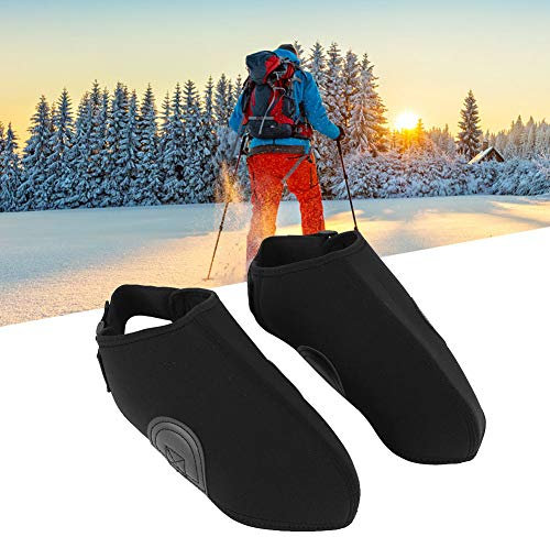 RvSky Leichte Schneeschuhe 1 Paar Doppelplatten-Schneeschuhschutz Winddichter Skischuhüberzug Überschuhe Ausrüstung Outdoor-Skischuhe(Schwarz)