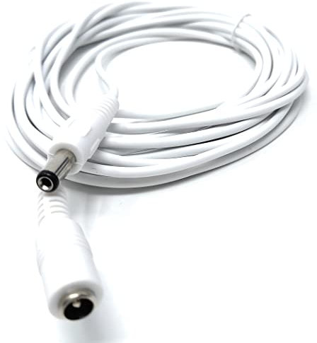 DRUT 5m 5.5mm x 2.1mm DC Power Plug to Socket, Male to Female CCTV, LED, Modem Router, Music Instruments Extension Lead Cable 16.5ft White