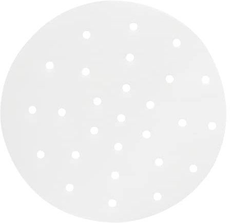 Cionyce 100 pezzi di carta per ravioli di bambù per cottura a vapore 20,3 cm, con fori, carta pergamena per friggere ad aria, cottura al forno